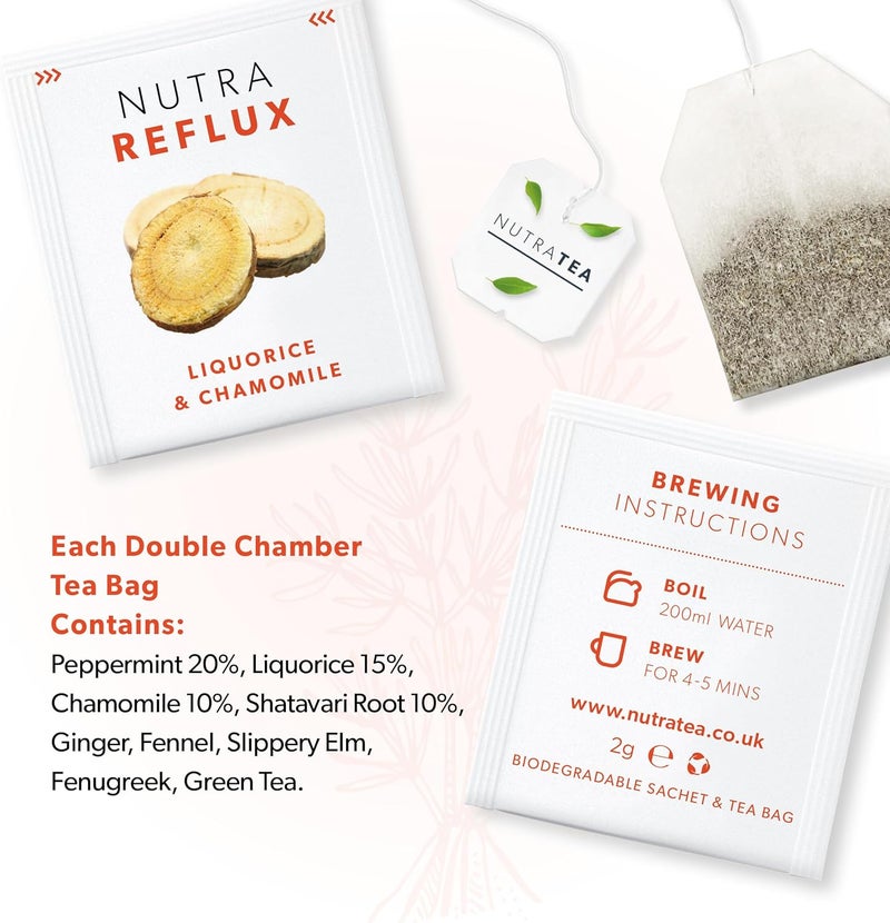 Nutra Tea Nutra Reflux Herbal Tea - Liquorice & Chamomile Blend for Digestive Health - 20 Biodegradable Tea Bags - Image 4